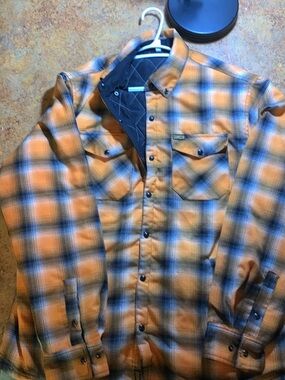 DIXXON Orange and Black Plaid Quilted Snap-Front Shirt